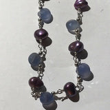 Sterling Silver 925 Purple Pearl And Beaded 20” Necklace