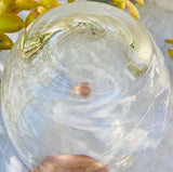 Vintage Transparent Clear Glass Frosted White Striped Vase Pitcher