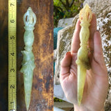 Antique Asian Green Jade Jadeite Stone Carved Phurba Dagger Knife Holder Rare