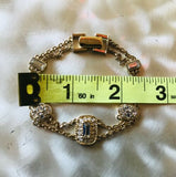 Signed Givenchy Gold Tone Two Row Rhinestone Flex Bracelet