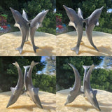 Bronze Patina 3 Dolphin Trio Standing on Tail Metal Art Sculpture Figurine 2lb