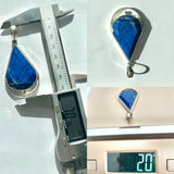 Vtg Sterling Silver 925 Lapis Lazuli Blue Stone Reuleaux Triangle Pendant 20g