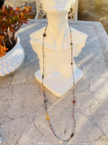 Vintage Artisan Handmade Multi Color Beads Rainbow Beaded Long Necklace