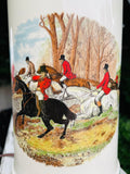 Vintage Porcelain English Staffordshire Horse Red Shade Bead Electric Lamp Light