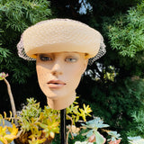 Vintage Levee’s Vallejo CA Women’s Beige Tan Veil Netting Sun Dress Hat in Box