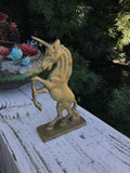 Vintage Brass Standing Unicorn Mythical Horse Statue Figurine