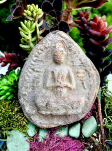 Antique Thai Temple Terracotta Buddha Plaque Spiritual Artifact
