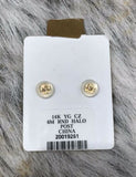 14k Yellow Gold Cubic Zirconia 6M Round Halo Post Earrings