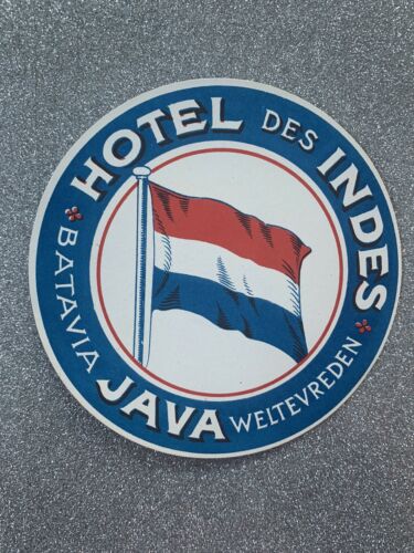 Indonesia Jakarta Java Batavia Hotel Des Indes Vintage Luggage Label Unused Rare