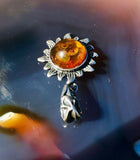 Antique Estate Amber Sun Flower Pendant Charm