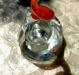 Unique Vintage Romania Orange Spiral Blown Art Glass Flower Vase Mihai Topescu