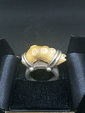 Rare antique coral and silver ring size 11.5
