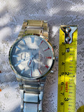Stainless Steel Fossil Chronograph 5ATF Silver Tone Wide Face Link Wrist Watch