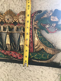 Antique Thailand Carved Hand Painted Dragon Ceremonial Wooden Art Wall Sculpture
