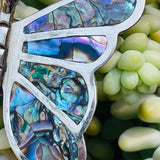 Vintage Sterling Silver Mexico 925 Abalone Inlaid Shell Large Butterfly Brooch Pin 11.8g