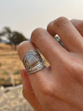 Vintage Sterling Silver 925 Ornate Moonstone Band Moon Stone Ring 4g Size 6.5-7