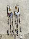 Designer Kendra Scott Silver Tone Amethyst Clear Bead Dangle Pierced Earrings