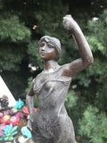 Vintage Bronze Cast Noureau Signed Woman Painted Sculpture Art Statue
