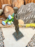 Vintage Michelangelo's David Bronze Copper Mixed Metal16" Statue On Marble Base