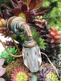 Antique Art Nouveau Ornate Verdigris Copper Metal Faceted Crystal Faucet Handle