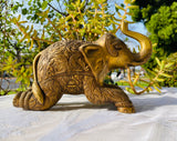 Vintage Ornate Heavy Etched Brass Elephant Trunk Up Art Decor Figurine Bookend