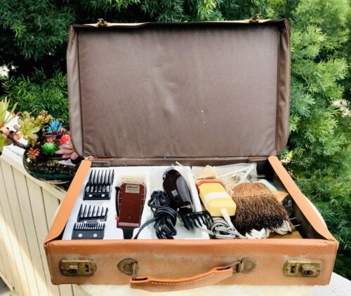 Vintage Trimming Set Oster USA 3 Electronic Clippers + Accessories In Suitcase