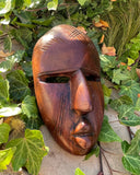 Antique Hand Carved Wood Tribal Face Ethnic Wooden Mask Folk Art