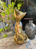 Vintage Brass Gold Tone Cat Feline Kitty Figurine Decorative Metalware Statue