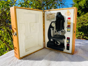 Sears Power 50 -1200x Zoom Scientific Microscope in Wooden Box