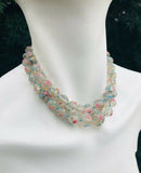 Murano Venetian Wedding Cake Floral Art Glass Italian Bead Necklace Choker