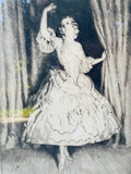 Antique Artist Signed Fred Program Black & White The Actress Woman Original Art