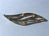 Vintage Signed Monet Rhinestones And Goldtone Leaf Brooch Pin