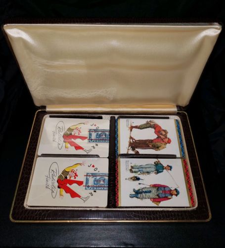 Redislip Finish Norman Rockwell - VINTAGE PLAYING CARDS - 4 Decks w/ Case