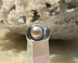 Vintage Estate Round Pearl Set In Sterling Silver 925 Ring Size 6 Weighs 7.89g