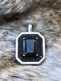 Vintage Designer STS Sterling Silver 925 Faceted Black Onyx Gem Stone Pendant