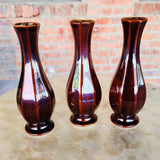 Vintage Ceramic Brown Tone Sake Serving Pitcher Vase Set of 3 Made in Japan