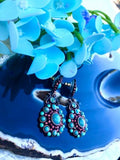 Joan Rivers Copper tone Multi Color Blue Rhinestone Chandelier Pierced Earrings