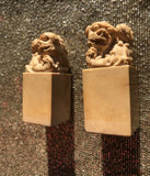 Antique Asian Carved Stone Foo Dogs Stamps Seals