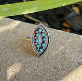 Unique Sterling Silver 925 Turquoise Stone Marquise Shape Ring 3.59g Size 6.75