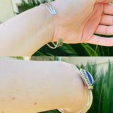 Vintage Sterling Silver 925 Lapis Lazuli Gem Stone Adjustable Cuff Bracelet 28g