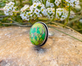 Sterling Silver 925 Copper Green Turquoise Stone Ring 3.9g Size 5