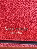 Kate Spade Designer Red Pebble Leather Card Holder Wallet