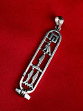 Vintage Sterling Silver Egyptian Hieroglyphics Cartouche Pendant