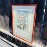 Vintage Oakland CA Quilt Show Checkered Blue Tone Art Poster Framed