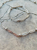 Vintage Sterling Silver 925 Mexico Bead Link Chain Bracelet Necklace Set 26.46g