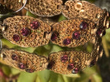 Antique Filigree Ornate Gold Tone Purple Rhinestone Faceted Bracelet