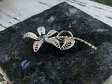 Vintage Signed Sterling Silver Marcasite Filigree Ornate Flower Pin Brooch