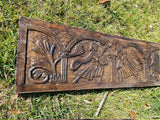 Vintage Wood Hand Carved Romanesque Design Cain & Abel Offering to God Wall Art