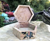 Vintage Stone Carved Hand Painted Elephant Trinket Box
