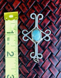 Vintage Native American Sterling Silver & Turquoise Unique Cross Pendant